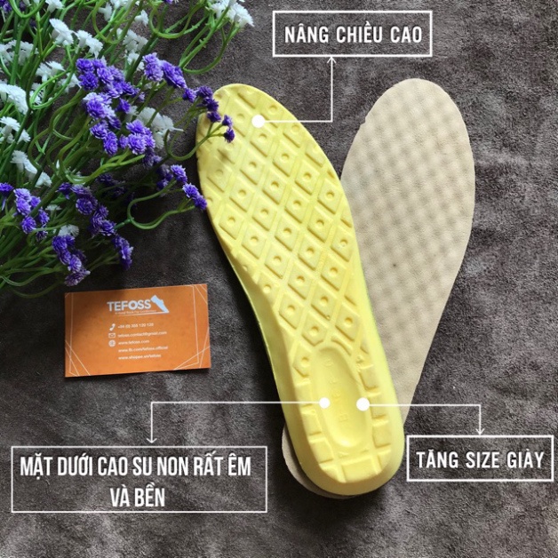 Lót giày DA THẬTTEFOSS nguyên bản thuộc thảo mộc thấm hút mồ hôi, êm chân, tăng chiều cao size 38-44