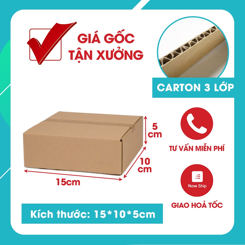 Hộp carton size 15x10x5cm [COMBO 10H], hộp đóng hàng