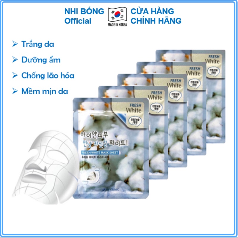 Mặt nạ giấy - Mặt nạ dưỡng da chiết xuất từ Tuyết 3W Clinic Hàn Quốc [ Combo 10 Túi / Hàng Nhập Khẩu Hàn Quốc]