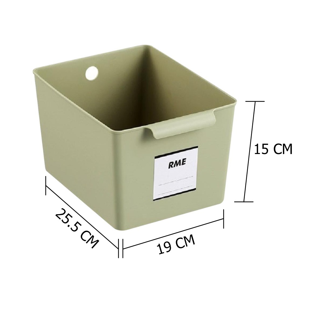 HomeBase STACKO Thùng nhựa đa năng có tay cầm Sz M MILD W25.5xH15xD19cm màu xanh rêu