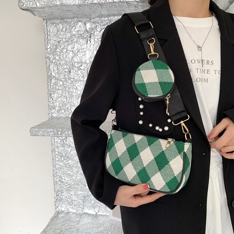 Túi Đeo Chéo Họa Tiết Bàn Cờ Theo Phong Cách retro NB00250