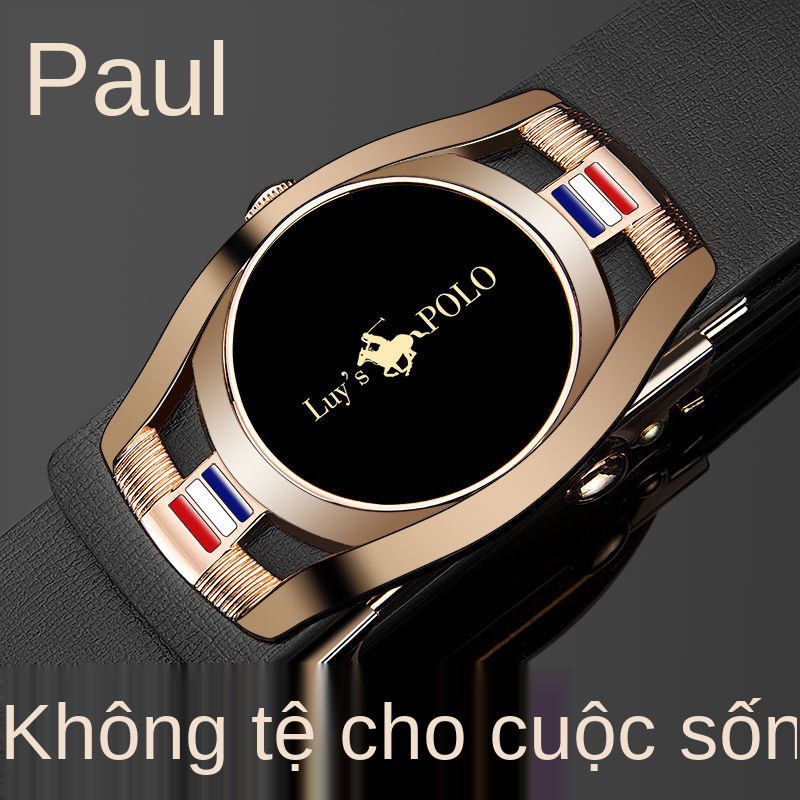 Thắt lưng nam da bò thật Paul chính hãng có khóa tự động, xu hướng công sở, thư giãn, phù hợp với tất cả các loại