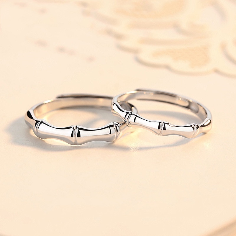 Nhẫn Đôi Mạ Bạc Lụa Xanh Lá Cây Thắt Nút Tre Tình Yêu Mỗi Cặp Cho Nam Và Nữ