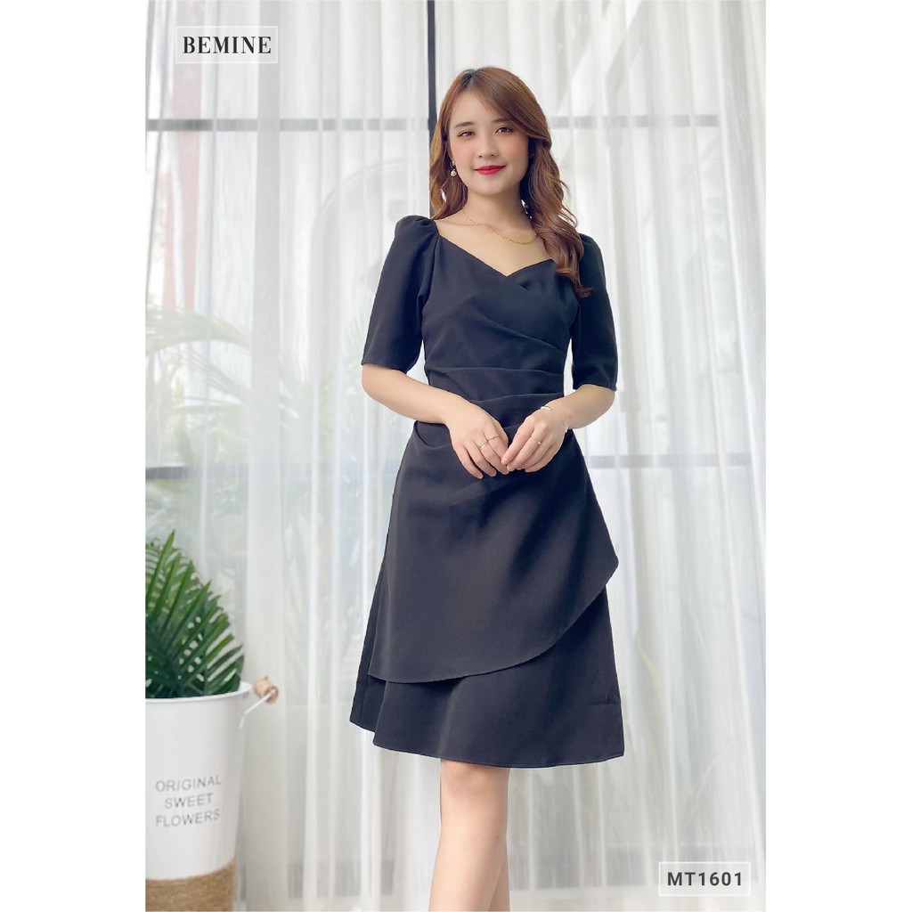 Đầm chun vai xếp li thân BEMINE MT1601DEN | BigBuy360 - bigbuy360.vn