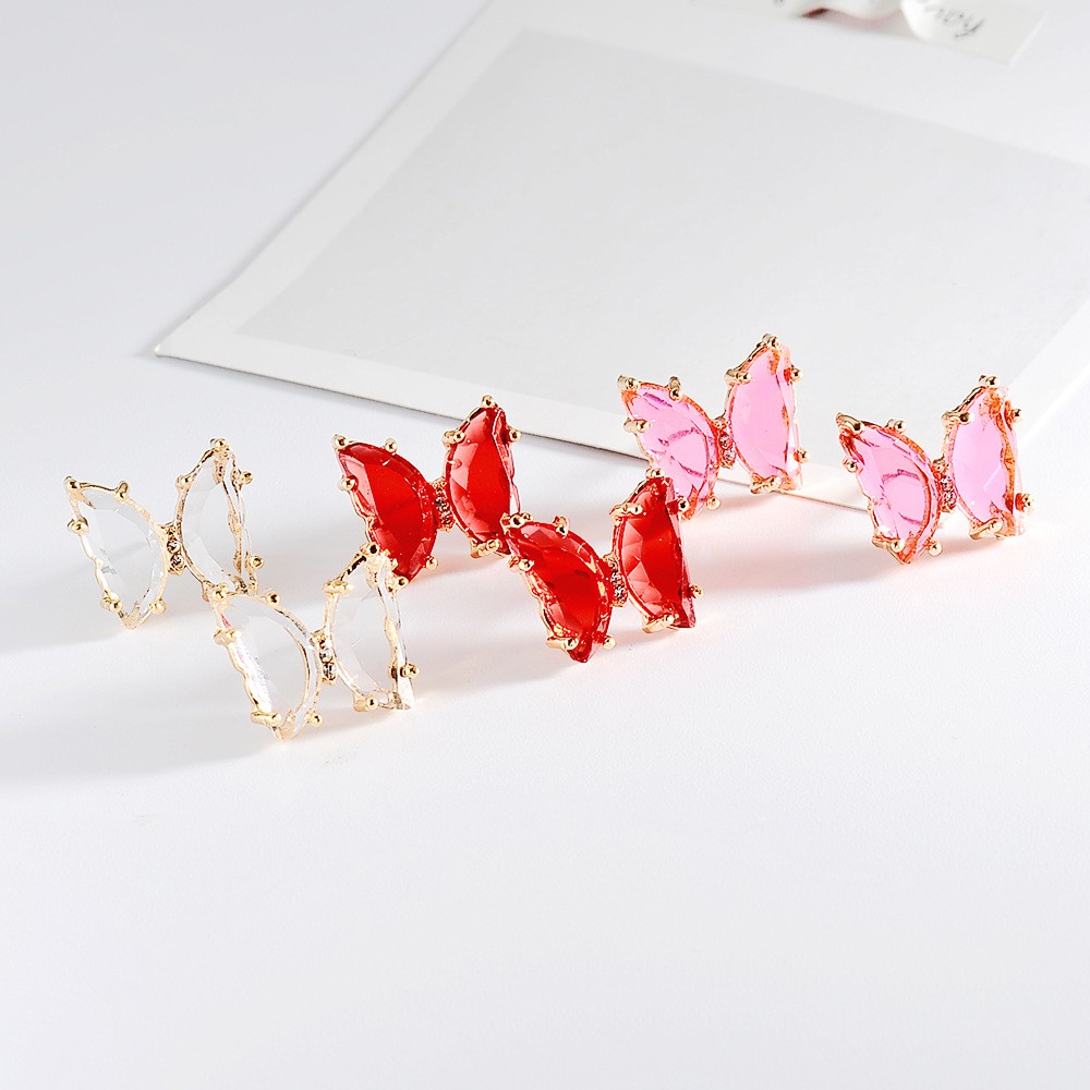 Trendy Korean Style Transparent Butterfly Earrings