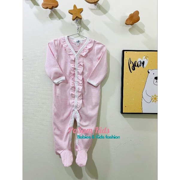 (Chọn mẫu)(Size 9-12M) Body Sleepsuit, Bodysuit dài tay liền tất vớ cho bé trai bé gái, hàng xuất xịn-PoSam Kids.