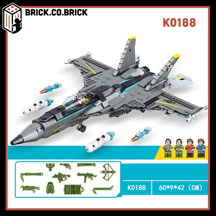 Máy Bay Chiến Đấu Phản Lực Siêu Thanh Biến Hình Robot Đồ Chơi Lắp ráp Jet Helicopter K0189