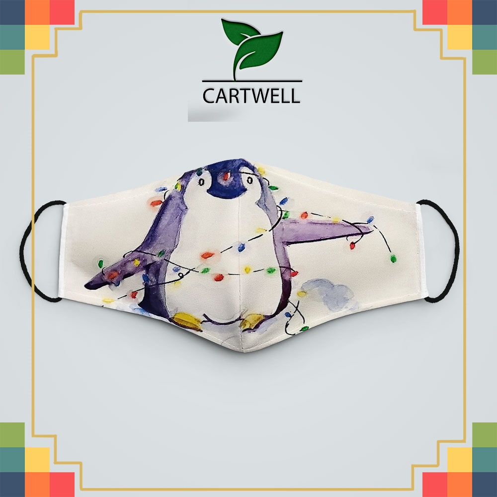 Khẩu trang chống bệnh CHRISTMAS_721 CARTWELL chất liệu poly cotton 100% chống bụi in họa tiết 3d thời trang