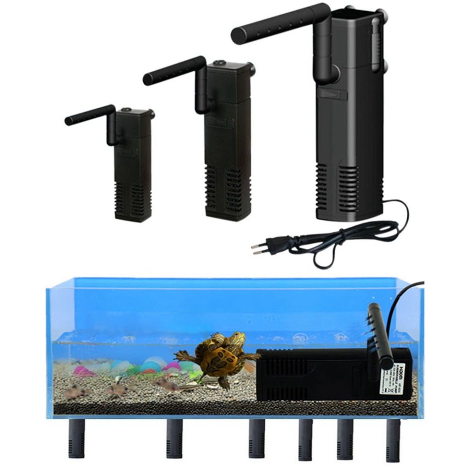 Bơm lọc bể cá mini 3 trong 1 chất liệu ABS không gây tiếng ồn với máy bơm bọt biển