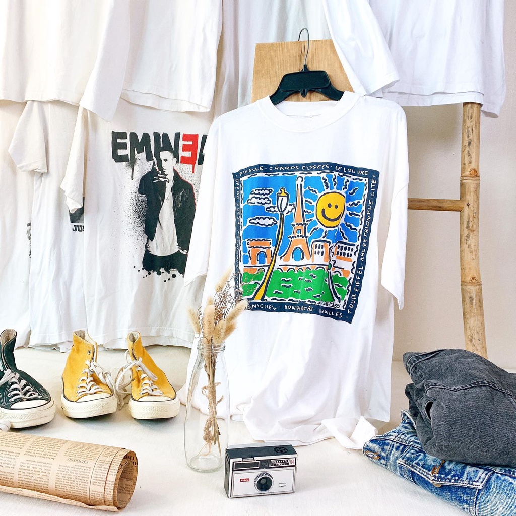 Áo Thun Trắng Nam Nữ, Áo Thun Mỹ Màu Tee Trắng 2Hand Nam Nữ Vải Cotton Loại Sịn Hàng Loại 1 Tuyển Chọn