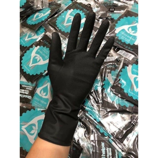 Đôi găng tay cao su đen dày có vân