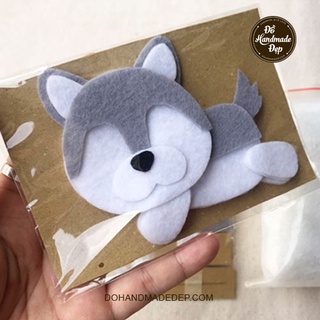 Bộ kit làm móc khóa vải nỉ chó Husky baby