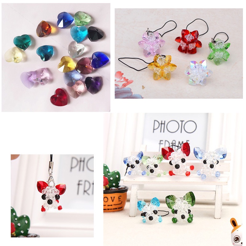 Bộ 10 Hạt Pha Lê Hình Trái Tim Nhiều Màu Kích Thước 14mm Dùng Làm Trang Sức Thủ Công