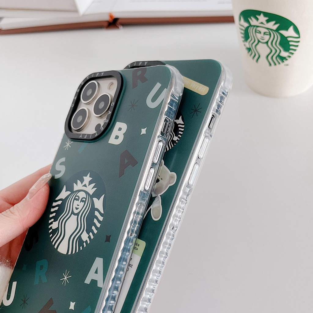Starbucks Ốp Điện Thoại In Hình Gấu Chống Rơi Cho iphone 13 Pro MAX i13 13pro 11 Pro MAX i11 iX Xs XR Xs MAX 7plus 8plus 7 PLUS 8Pro 12Promax