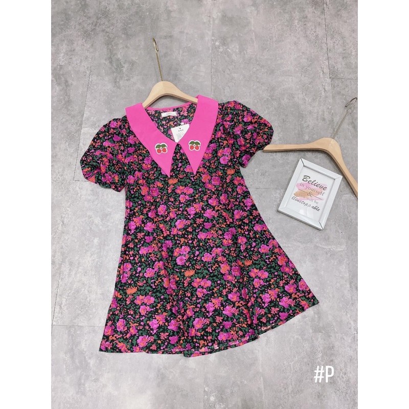[Mã FATHANG5 giảm 10K đơn 50K] Đầm hoa dáng xoè đính cherry dễ thương🌸 Ảnh thật | BigBuy360 - bigbuy360.vn
