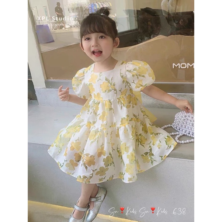 Đầm bé gái công chúa mùa hè cộc tay loại đẹp - đầm bé gái mùa hè chất tơ ép cao cấp cực kì mềm mịn thoáng mát cho bé.