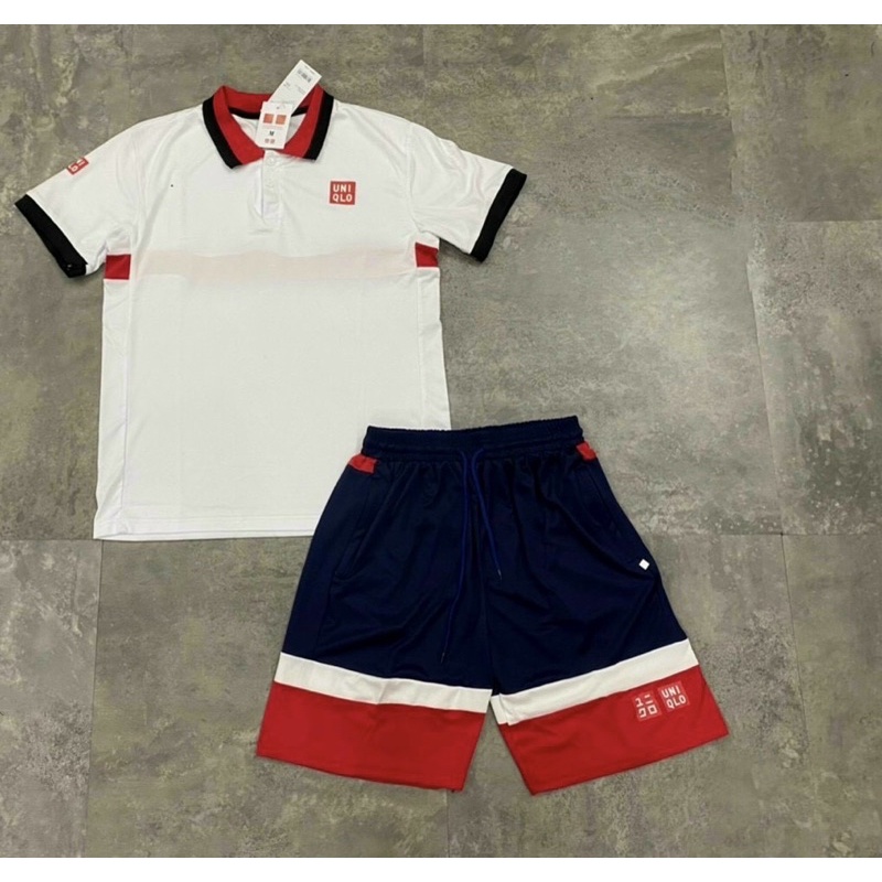 Bộ thể thao uni có hoạ tiết logo thời trang nam, Bộ cộc mùa hè cotton co dãn phong cách hàn quốc btshop từ 45 đến 75 kg.