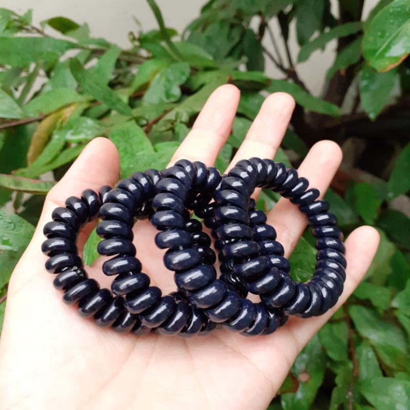 Cột tóc lò xo loại to màu xanh đen