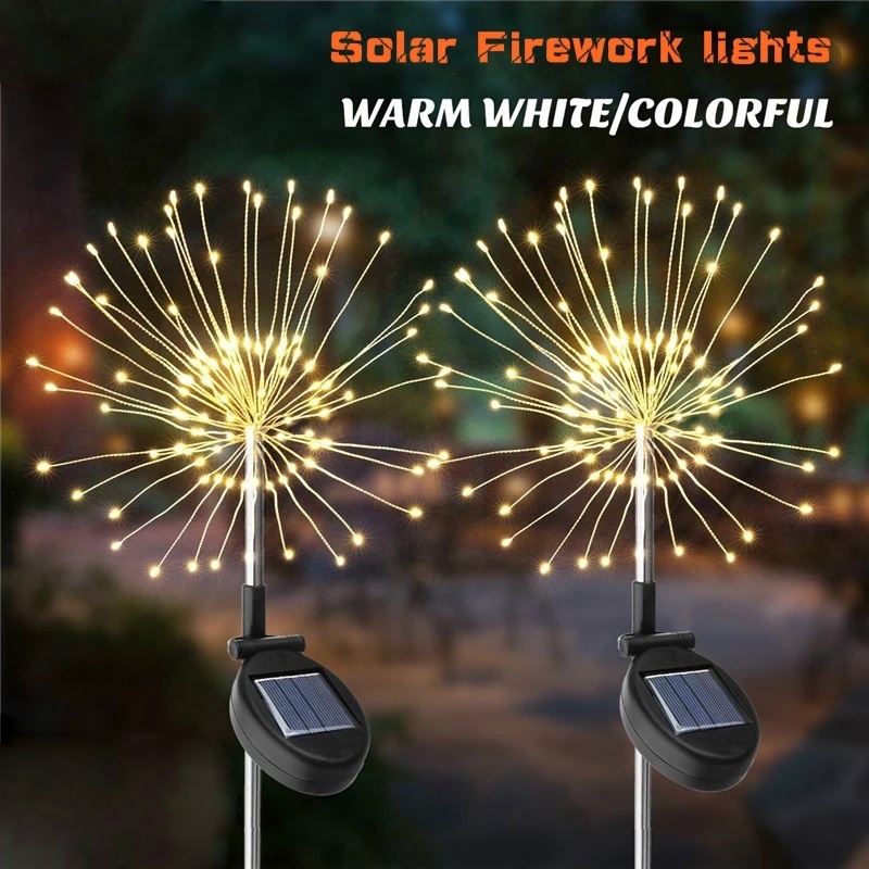 Đèn LED 90/120/150/180 dùng năng lượng mặt trời có bóng hình pháo hoa