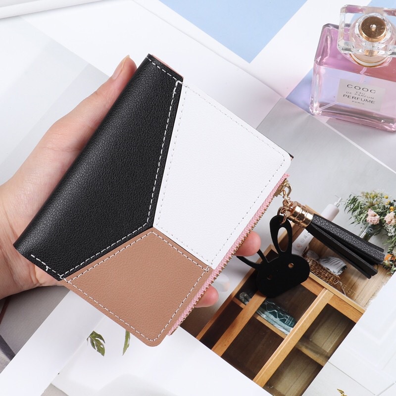 Ví Nữ Dáng Ngắn Phối Màu Thời Trang Phong Cách Hàn Quốc