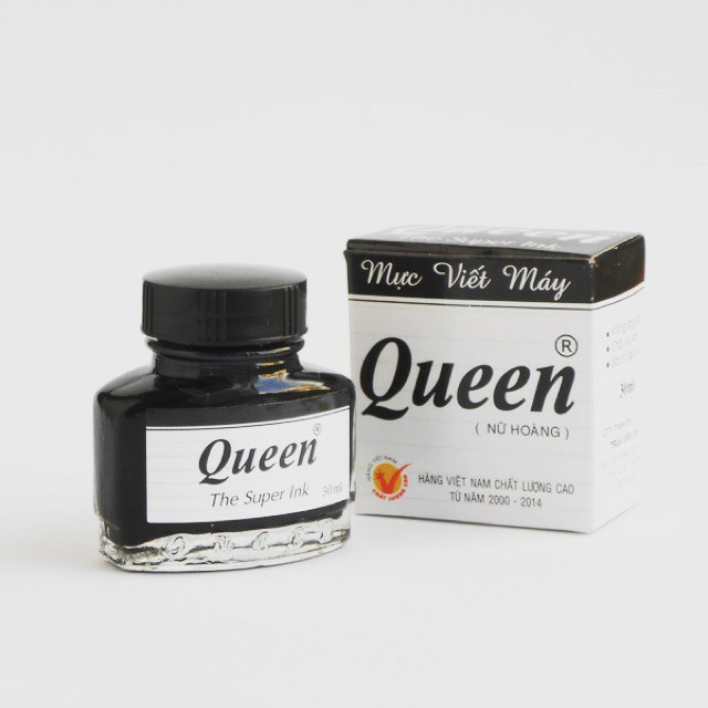 Mực bút máy QUEEN - màu Xanh/ Đen/ Tím - 1 lọ