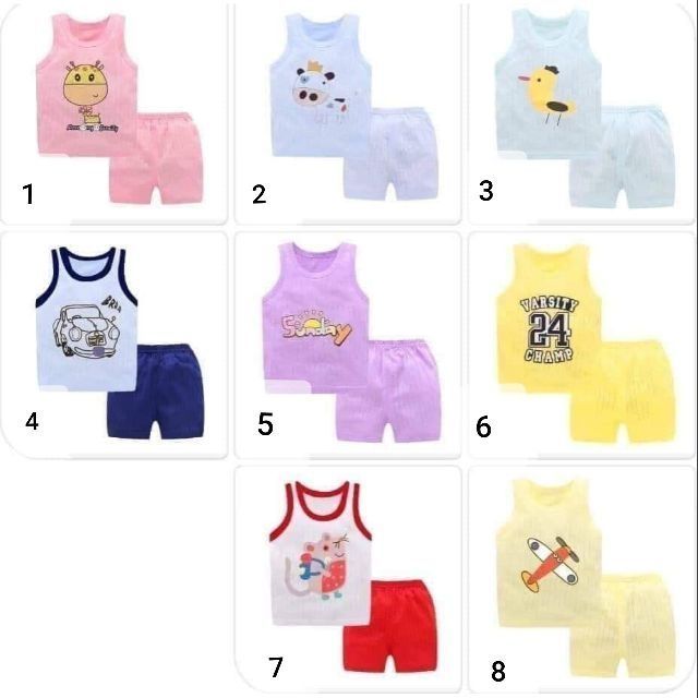 4 Bộ ba lỗ cotton giấy hàng QUẢNG CHÂU cho bé trai và bé gái