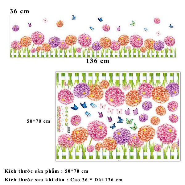 Decal dán tường - Giấy dán tường - Chân tường hoa - decal chân tường