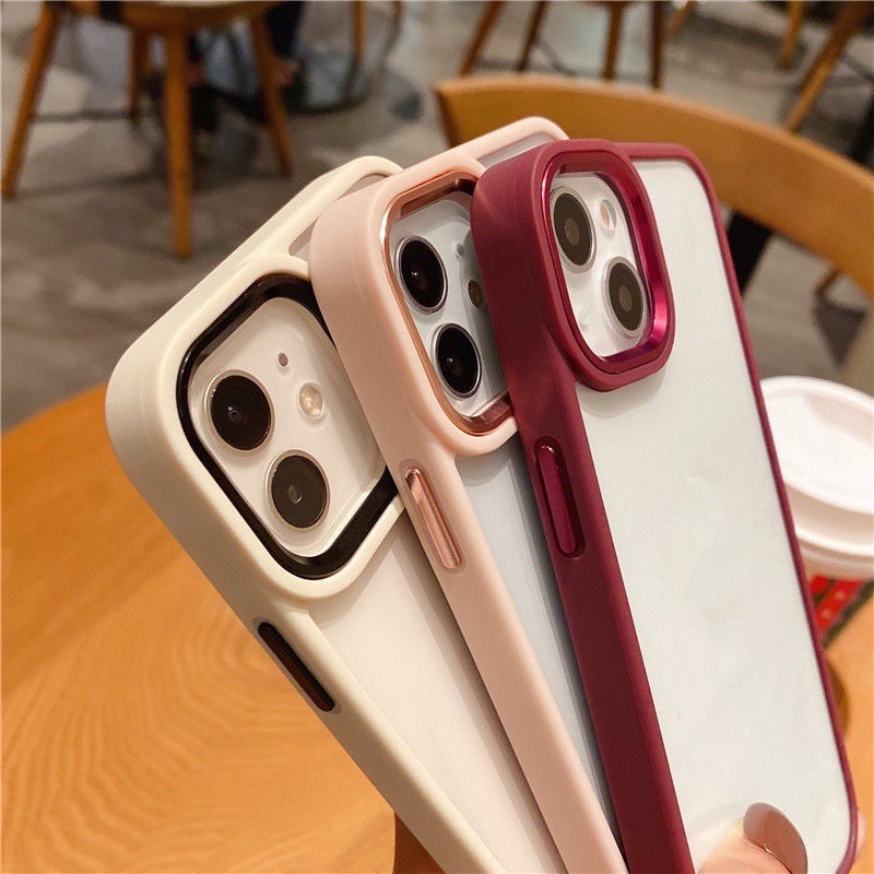 Ốp điện thoại viền kim loại trong suốt nhiều màu thời trang thích hợp cho IPhone 11 12 13 Pro Max