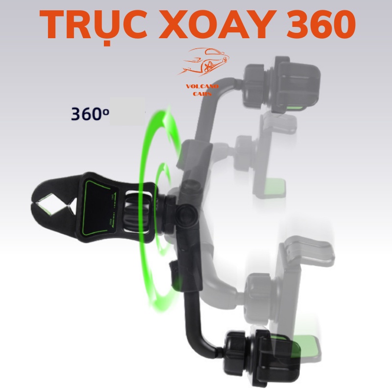 Kẹp điện thoại ô tô càng cua đa năng trên gương chiếu hậu, xoay 360 độ chống rung treo đa điểm, chỉnh góc nhìn tiện dụng