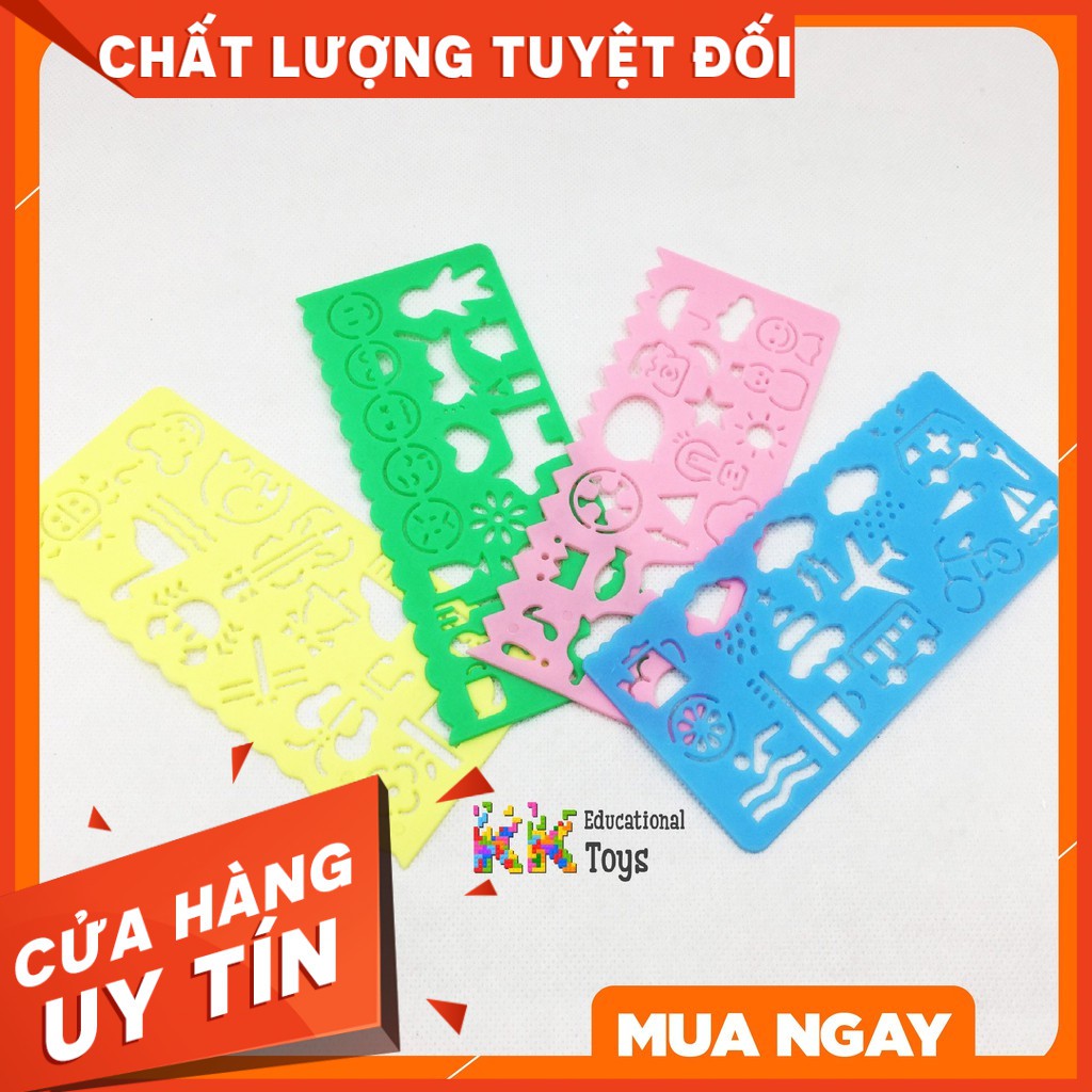 Quà tặng/Đồ dùng học sinh: Thước kẻ đa năng có khuôn hình cho bé tập vẽ - KKStore