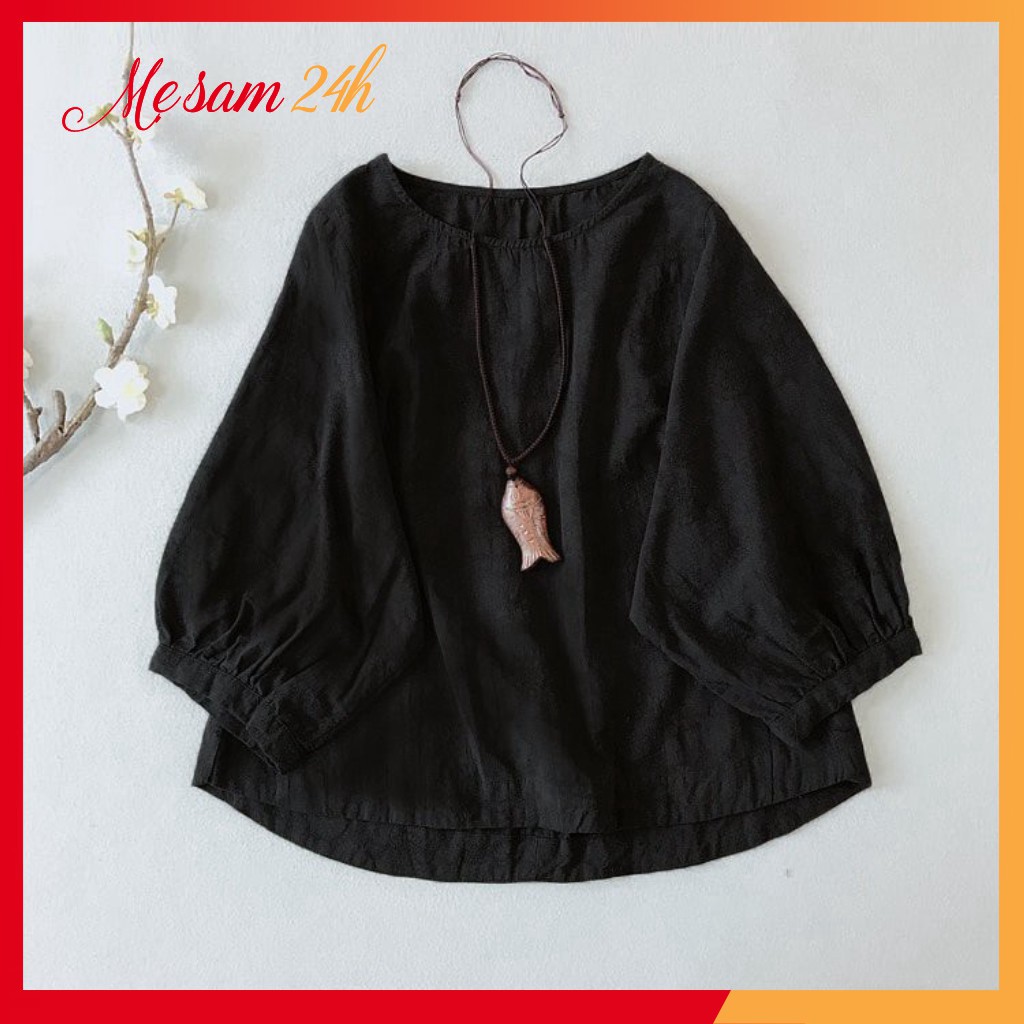 Áo kiểu nữ Hàn Quốc Mẹ Sam 24h chất liệu đũi mềm mát, thấm mồ hôi, form vừa xinh AKH.46