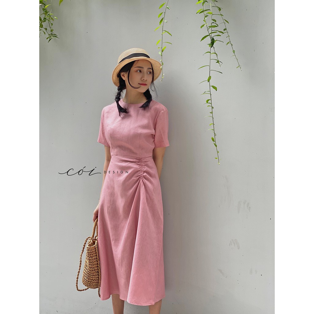 Đầm linen rút eo Cói Design