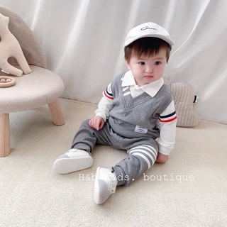 Bộ công tử cổ bẻ cổ vest bé trai