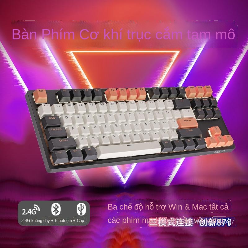 Bàn phím cơ Kezhi KZZI K87 plug-in TTC trục không dây bluetooth có dây ba chế độ trò chơi PBT màu sắc phù hợp với keycap
