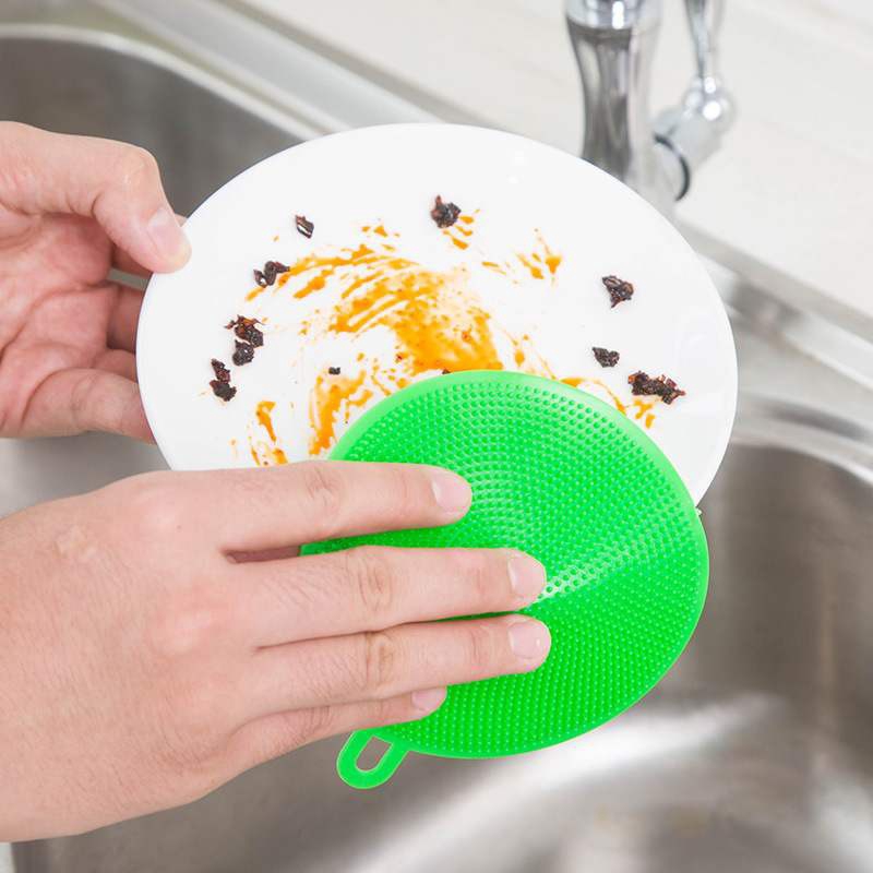 Miếng silicone tròn rửa chén/ rau củ chống dính tiện dụng