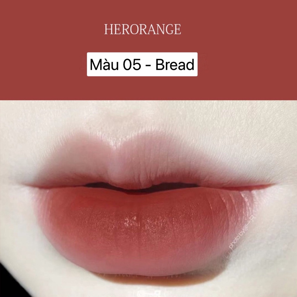 Son Kem HERORANGE , Son Kem Lì Nội Địa Trung Tone Nude Velvet Mix Màu Bùn Nhung Hạt Rẻ Matte Lip Glaze Cực Xinh 2021 | BigBuy360 - bigbuy360.vn