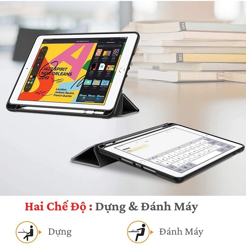 Bao Da Thông Minh Cho Ipad Phiên Bản Có Khay Đựng Bút Chính Hãng Donie 100% Viền Silicon P01 | BigBuy360 - bigbuy360.vn