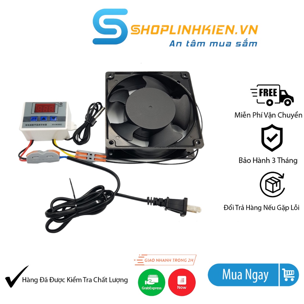 Bộ Quạt Tản Nhiệt 220V 12CM Cài Đặt Theo Nhiệt Độ FAN-ACT01 3000RPM