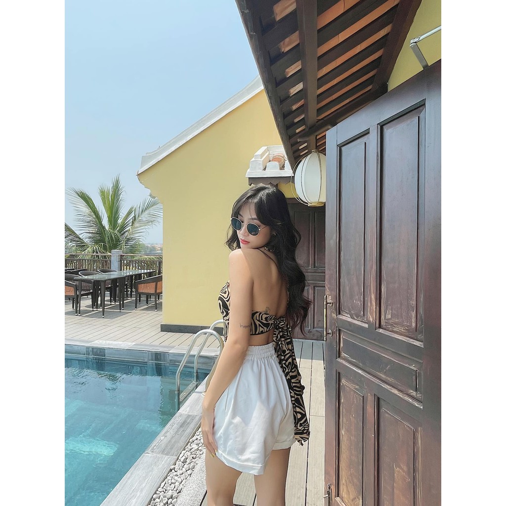 Lucia Top - Áo yếm họa tiết vằn - Thiết Kế bởi IAMCOCO.OFFICIAL