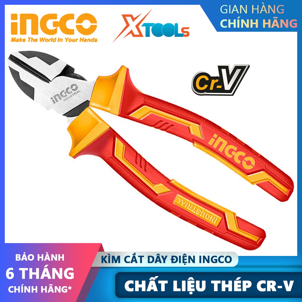 Kìm cắt cách điện INGCO HIHLDCP28160 | kềm cách điện Chiều dài kìm 6&quot; (160mm) Tay cầm cách điện lên đến 1000V cắt, kẹp,