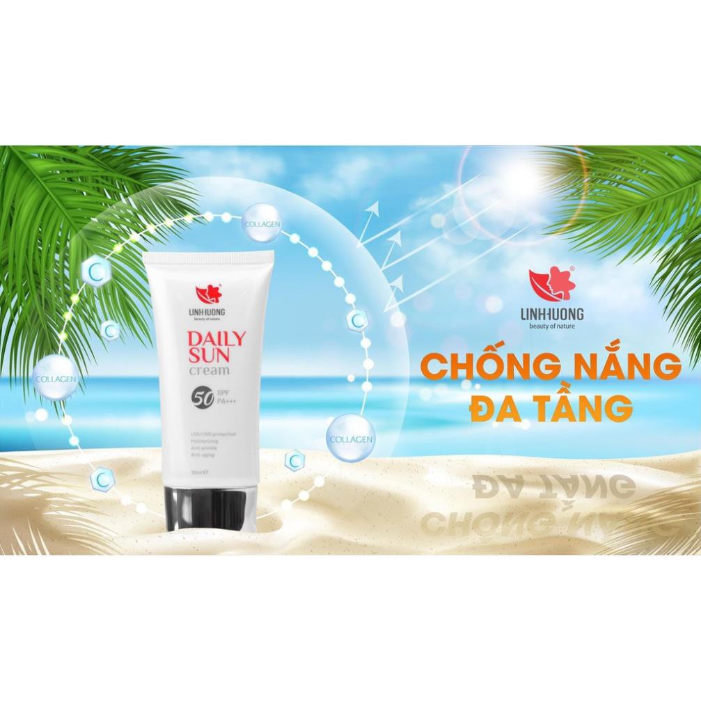 Kem chống nắng chiết xuất trà xanh Daily Sun Cream SPF50 PA+++ Linh Hương phù hợp mọi loại da