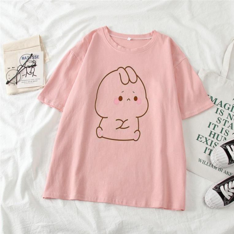 Áo phông, Áo thun unisex from rộng cổ tròn tay lỡ freesize 38-70kg CUTE D7