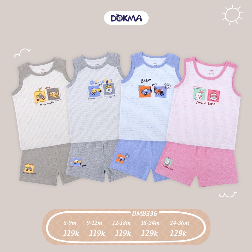 Bộ ba lỗ bé trai gái họa tiết đáng yêu hiệu Dokma size 18 - 36M Tiệm Nhà Sóc