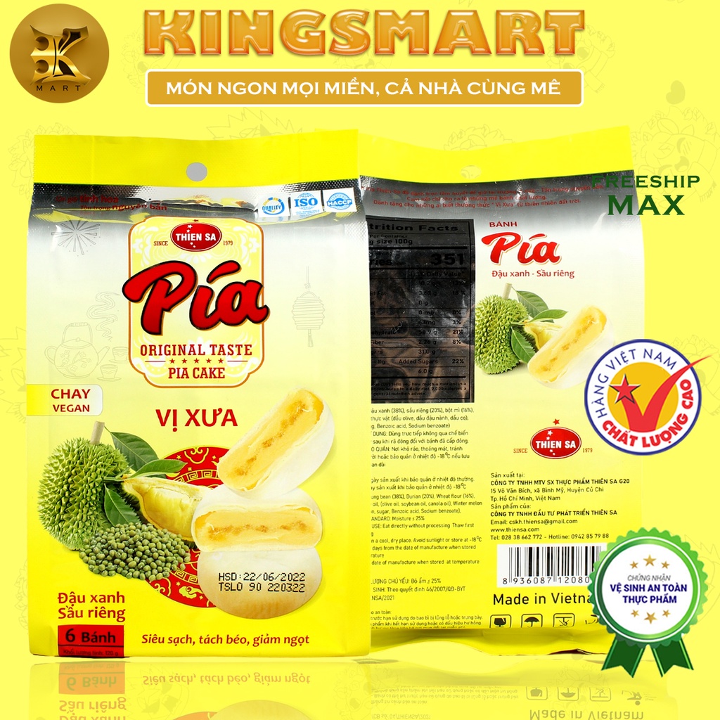Mua Bánh Pía Chay Đậu Xanh Sầu Riêng MINI 120G (6 bánh) THIÊN SA Tách ...