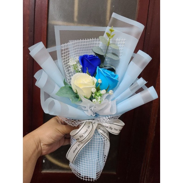 Hoa sáp bó 3 bông sang chảnh tặng sinh nhật, dịp lễ, tình nhân nhiều màu