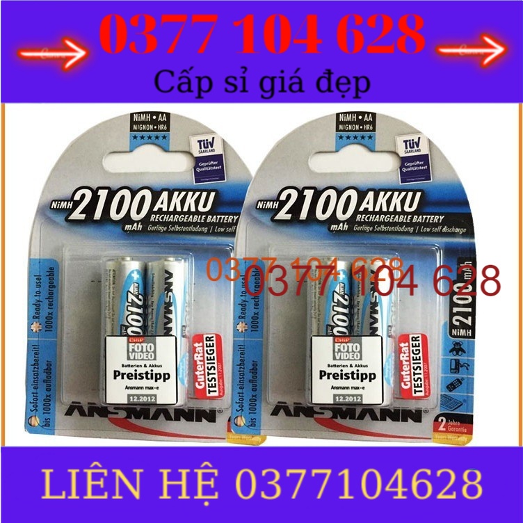 1 vỉ pin sạc AA Ansmann 2100mAh ( 1 vỉ 2 viên ) .