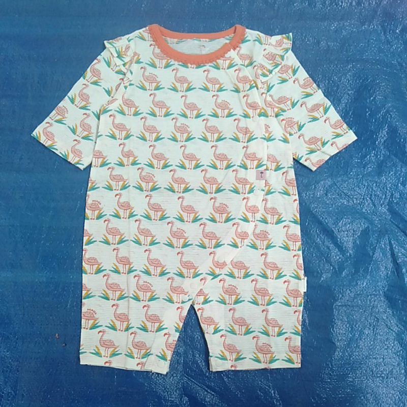 (Sz 80)-Body cotton giấy lửng Moimoln hoạ tiết thiên nga hồng