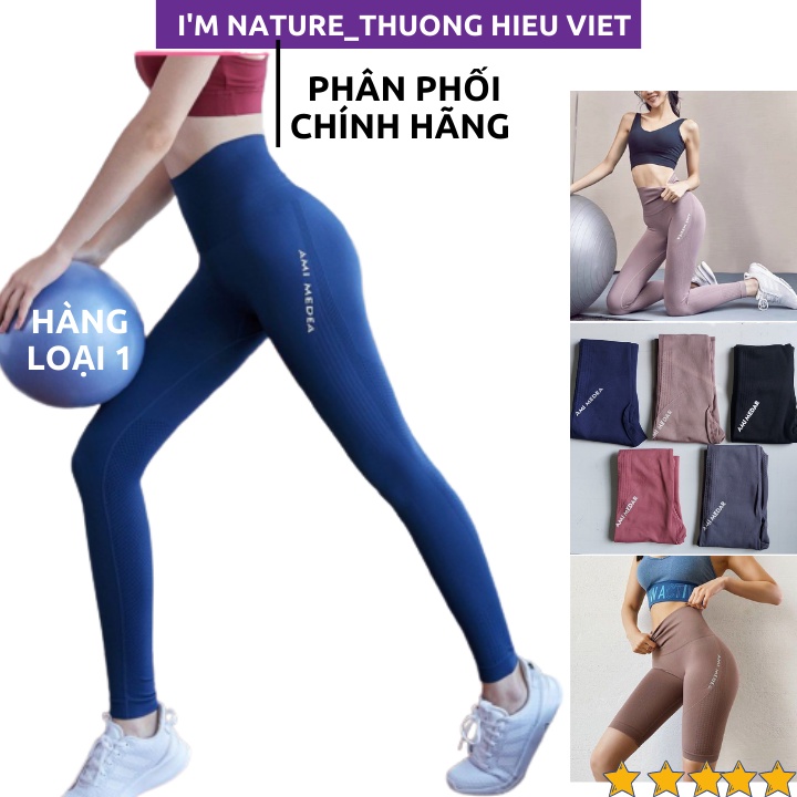 Quần Tập Gym Nữ Cạp Cao ⚡HÀNG LOẠI 1⚡Quần Dài Ngố Đùi Tập Gym Yoga Aerobic Chạy Bộ Nữ AMI MEDEA Nâng Mông Tôn Vòng 3