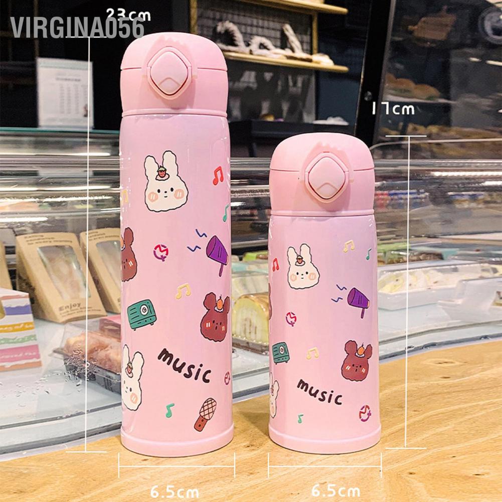 Virgina056 Cartoon Vacuum Cup Stainless Steel Thermal Bottle Insulated Portable Flask for Outdoor