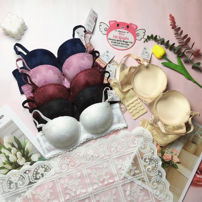 Áo lót nữ cup ngang siêu độn 5cm, ren chìm có gọng nâng ngực tạo khe tôn vòng 1 gợi cảm 8806